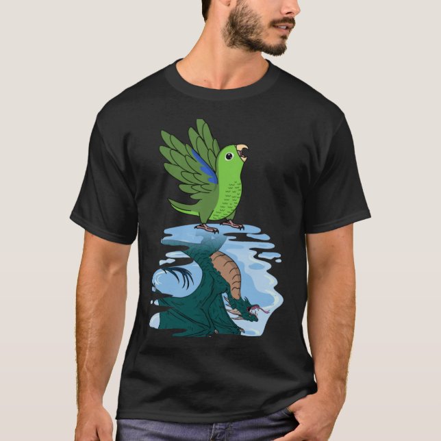 Parrot & Dragon Reflection I Grönt Parrotlet 2 T Shirt (Framsida)