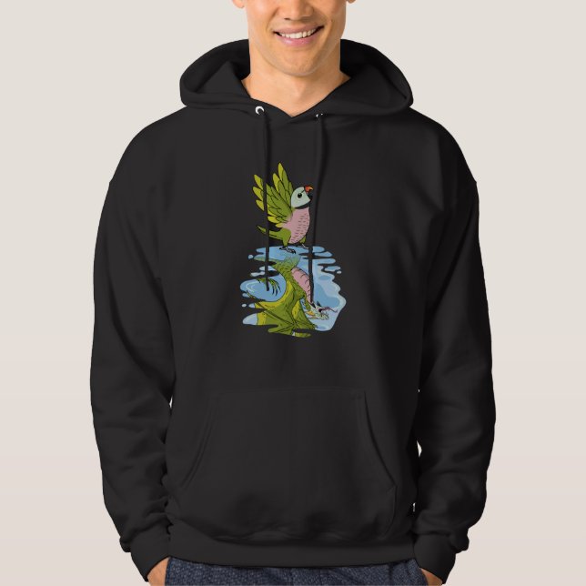 Parrot & Dragon Reflection I Moustache Parakeet Hoodie (Framsida)