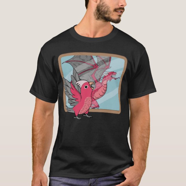 Parrot & Dragon Reflection I Ro bröstat Galah C T Shirt (Framsida)
