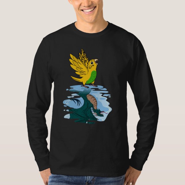 Parrot & Dragon Reflection I Yellow Budgie Budgeri T Shirt (Framsida)