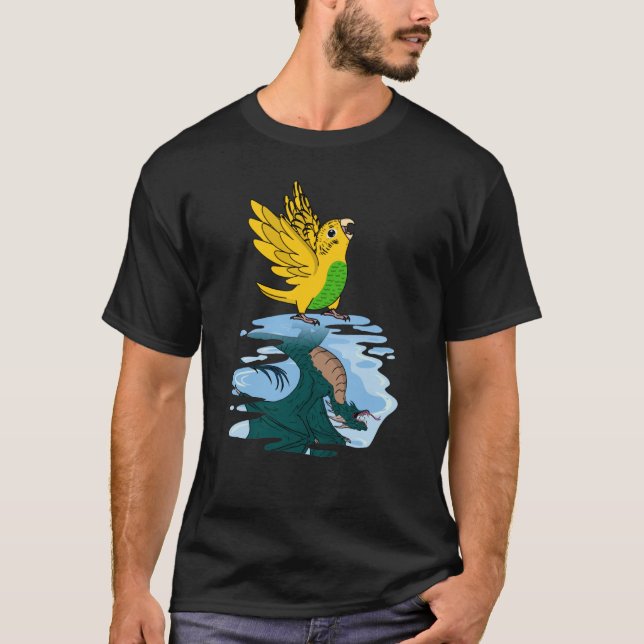 Parrot & Dragon Reflection I Yellow Budgie Budgeri T Shirt (Framsida)