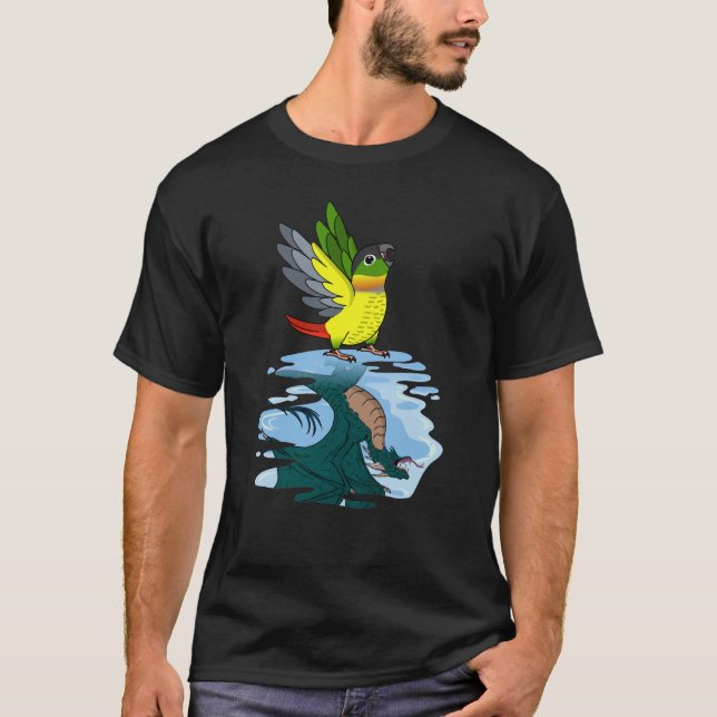 Parrot & Dragon Reflection I Yellow sided Green Ch T Shirt (Framsida)