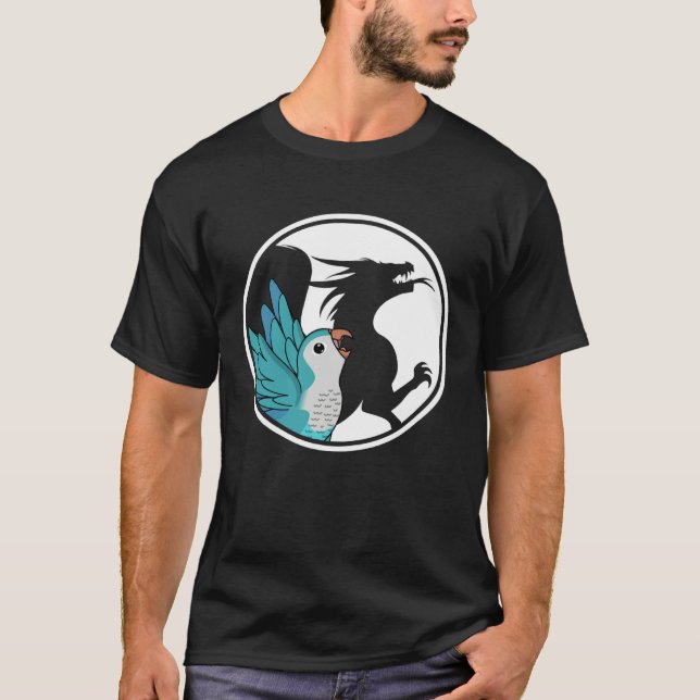 Parrot & Dragon Shadow I Blue Monk Parakeet Quaker T Shirt (Framsida)