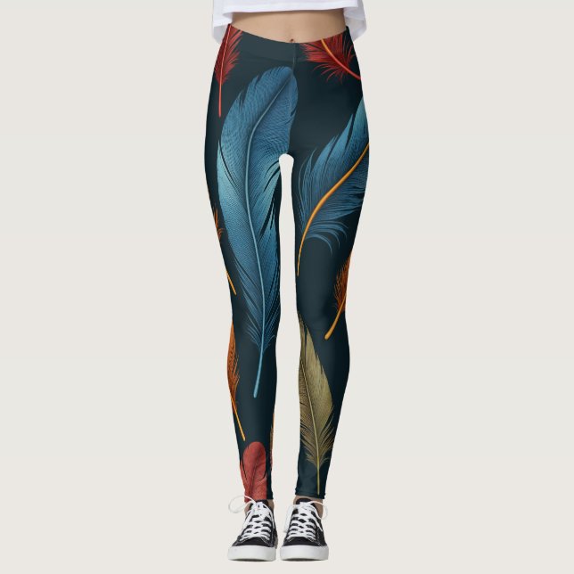 Parrot Feather-inspirerad design Leggings (Framsida)