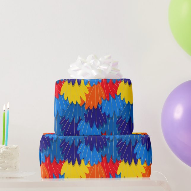 Parrot Feather Mönster Scarlet Macaw Presentpapper (Festgåvor)