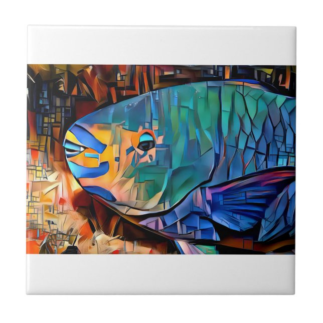 Parrot Fish Ceramic Tile Kakelplatta (Framsidan)