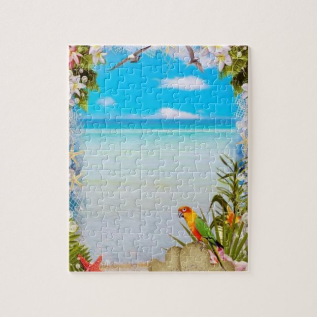 Parrot Fiskmås Beach Scene Pussel (Vertikal)