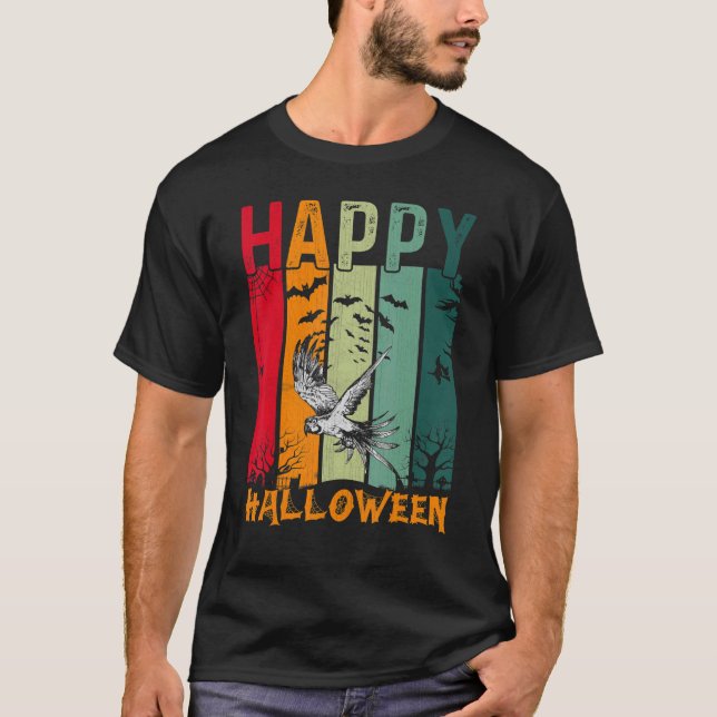 Parrot Girls Boys Retro Stil Halloween Middag P T Shirt (Framsida)