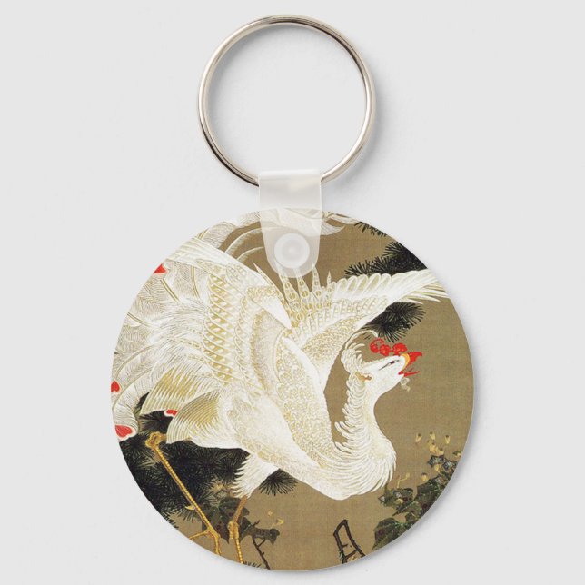 Parrot Gren vid Blommar Ro Bush Keyc Nyckelring (Framsida)