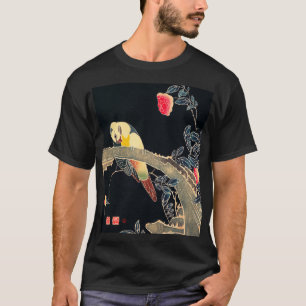Parrot Gren vid Blommar Ro Bush T Shirt