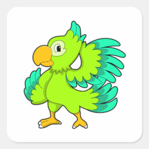 Parrot grönt fyrkantigt klistermärke