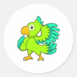 Parrot grönt runt klistermärke