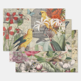 Parrot-Gult Tropical Antique Flower