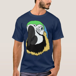 Parrot Head hand plockade med blå grönt och gult T Shirt