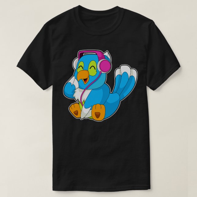 Parrot Headphone Music T Shirt (Design framsida)