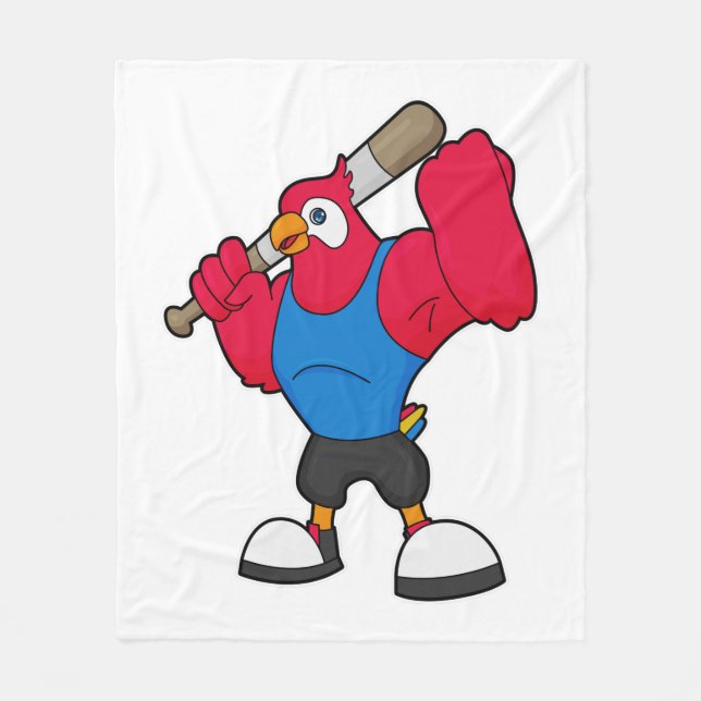 Parrot i Baseball med Baseball fladdermus Fleecefilt (Framsidan)