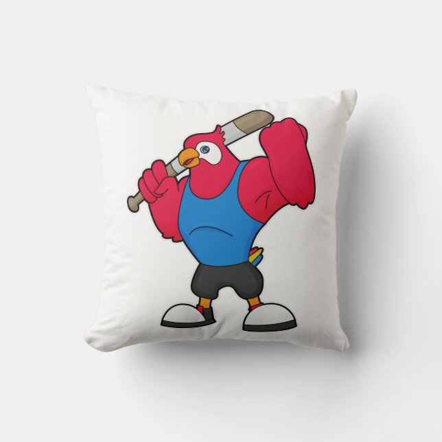 Parrot i Baseball med Baseball fladdermus Kudde (Framsida)