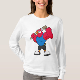 Parrot i Baseball med Baseball fladdermus T Shirt