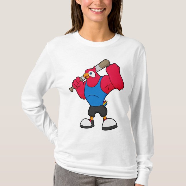 Parrot i Baseball med Baseball fladdermus T Shirt (Framsida)