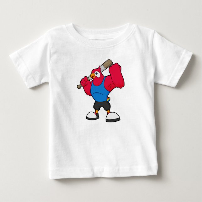 Parrot i Baseball med Baseball fladdermus T Shirt (Framsida)