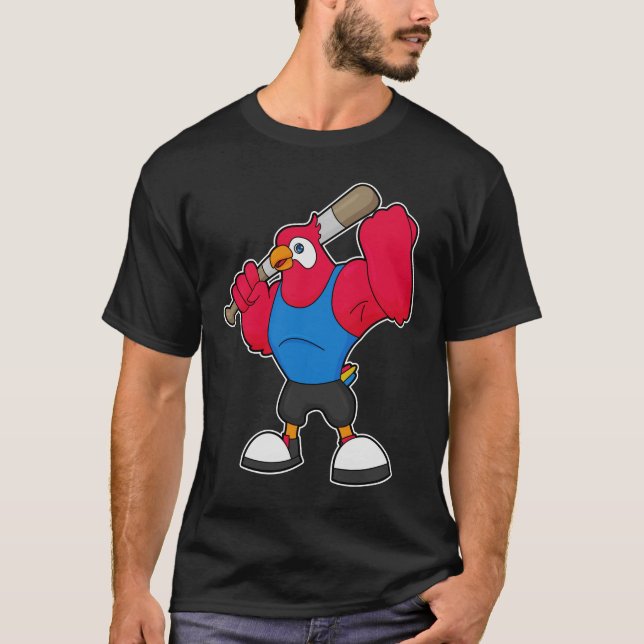 Parrot i Baseball med Baseball fladdermus T Shirt (Framsida)