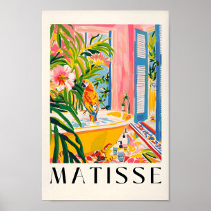 Parrot i Bathtub Art Print, Rosa Dopamin Decor Poster