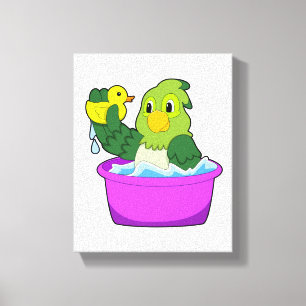 Parrot i Bathtub med Anka Canvastryck