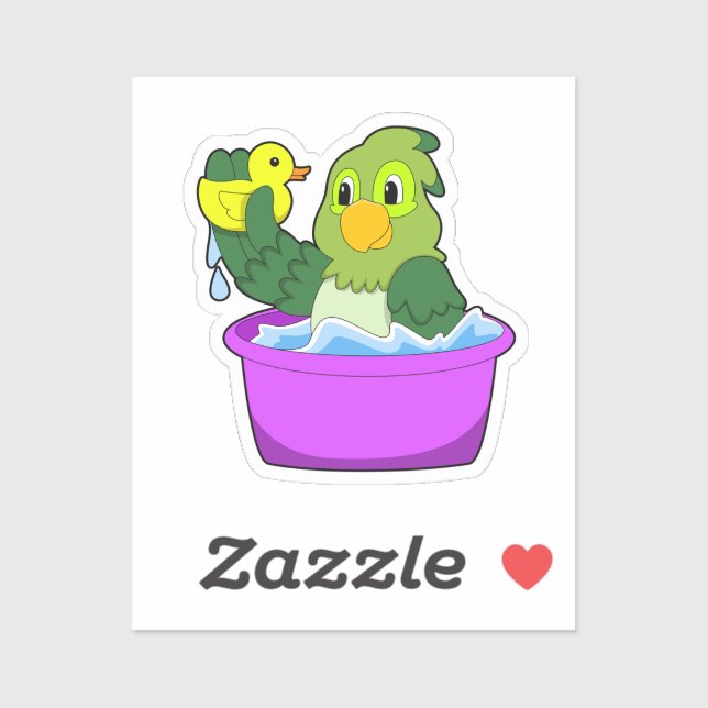 Parrot i Bathtub med Anka Klistermärken (Ark)