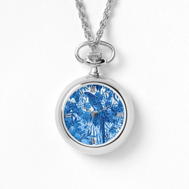 Parrot i en jungle-inställning, indigoblått och vi armbandsur (Framsida)