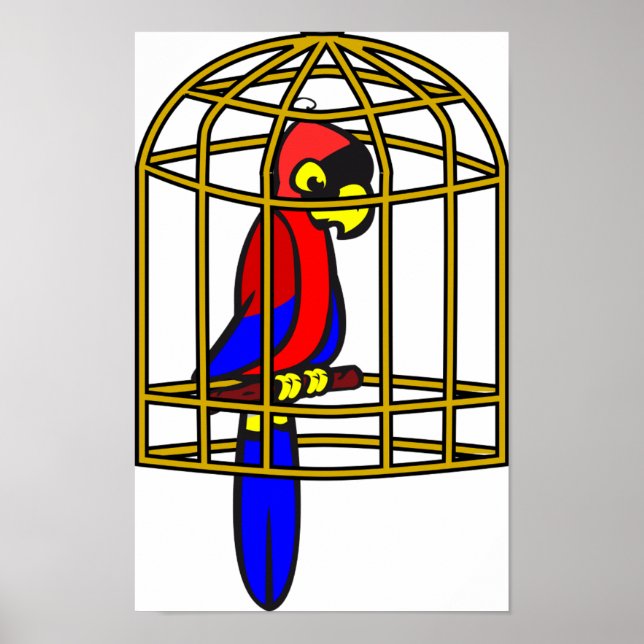 Parrot i en kasse Poster (Framsidan)