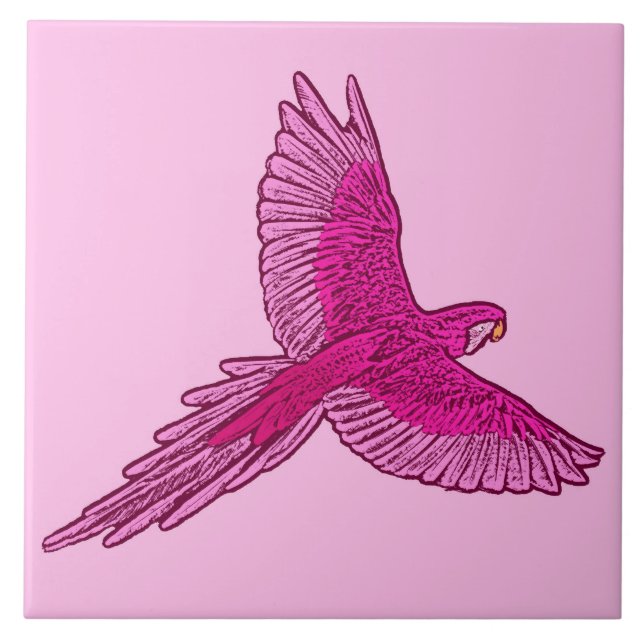 Parrot i Flight, Fuchsia och Ices Rosa Kakelplatta (Framsidan)