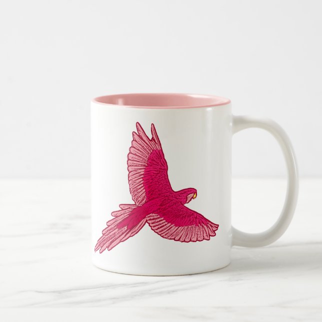 Parrot i flyg, Fuchsia och Ljusa rosa Två-Tonad Mugg (Höger)