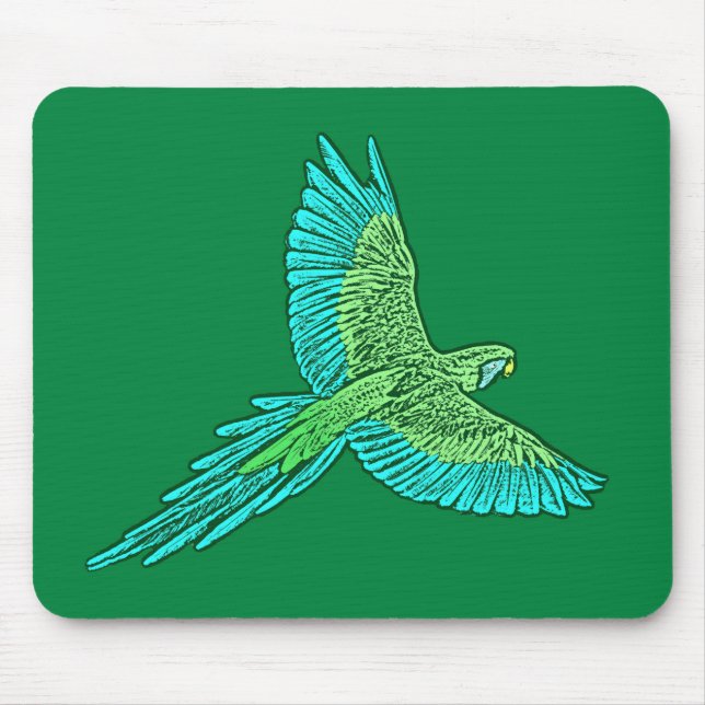 Parrot i flyg, Jade-Grönt och turkos Musmatta (Framsidan)
