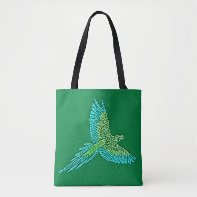 Parrot i flyg, Jade-Grönt och turkos Tygkasse (Framsida)