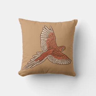 Parrot i flyg, rost, Cream och Camel Tan Kudde