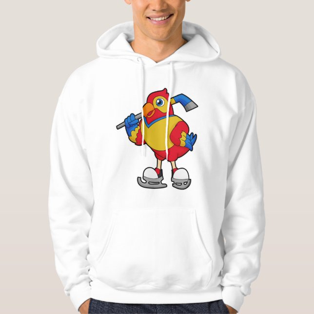Parrot i ishockey med ishockeypipa hoodie (Framsida)