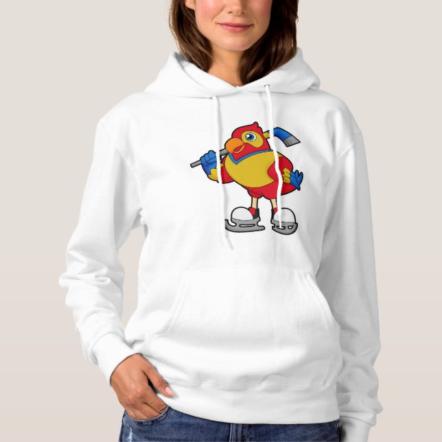 Parrot i ishockey med ishockeypipa t shirt (Framsida)