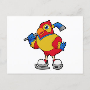 Parrot i ishockey med ishockeypipa vykort