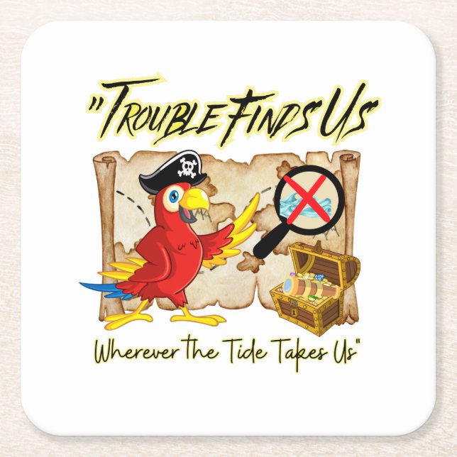 Parrot i pirat underlägg papper kvadrat (Framsidan)