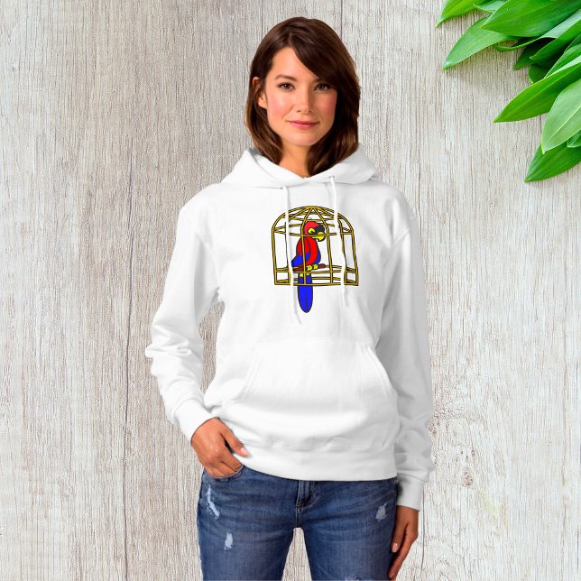 Parrot In A Cage Womens Hoodie T Shirt (Skapare uppladdad)