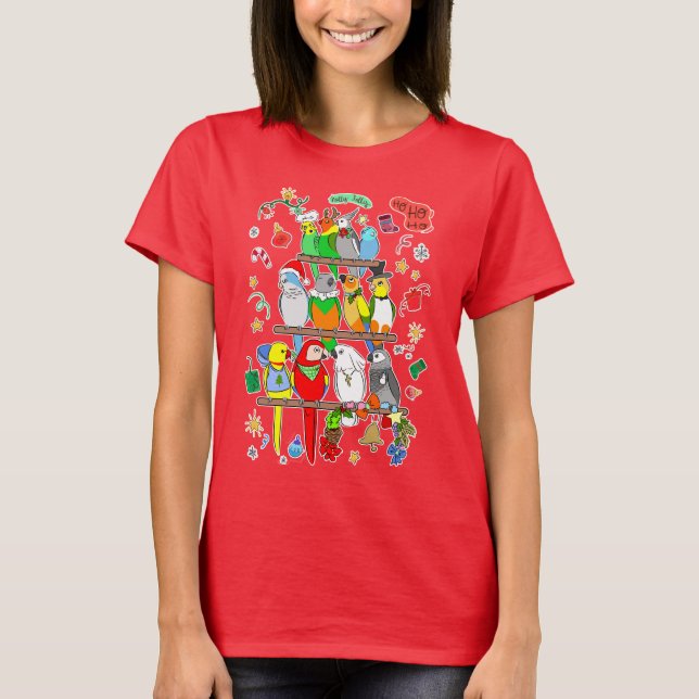 Parrot jul Holly Jolly T Shirt (Framsida)