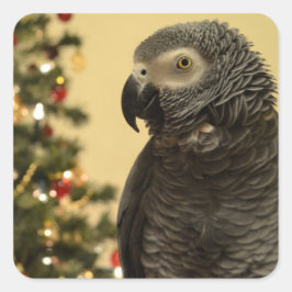Parrot jul Stickers Fyrkantigt Klistermärke