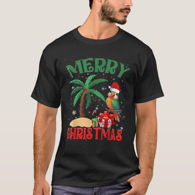 Parrot Lovers Men Women Christmas Tree Lights Beac T Shirt (Framsida)