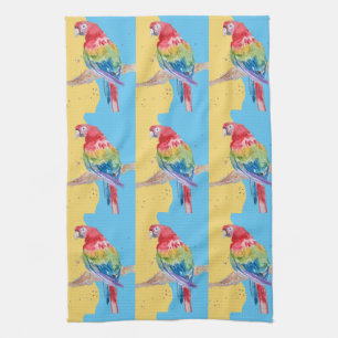 Parrot Macaw Blue Birthday Boys Manar Namn Tea Kökshandduk