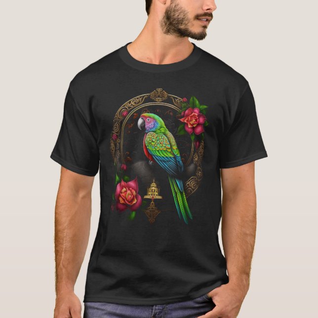 Parrot Mandala Flowers Animal Bird Parrot T Shirt (Framsida)