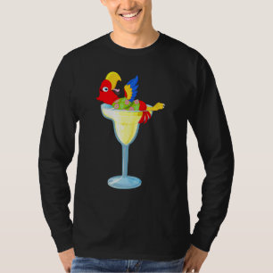 Parrot Margarita Drinking Glass Tropical Vacation T Shirt