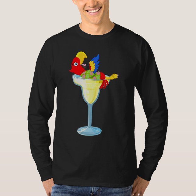 Parrot Margarita Drinking Glass Tropical Vacation T Shirt (Framsida)