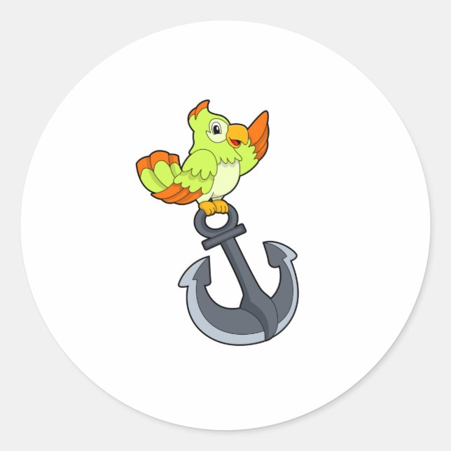 Parrot med Anchor Runt Klistermärke (Framsida)