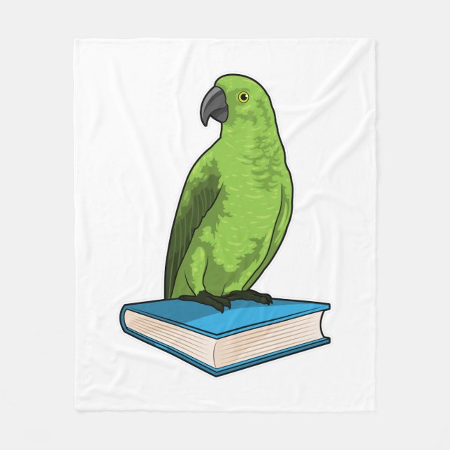 Parrot med Bok Fleecefilt (Framsidan)