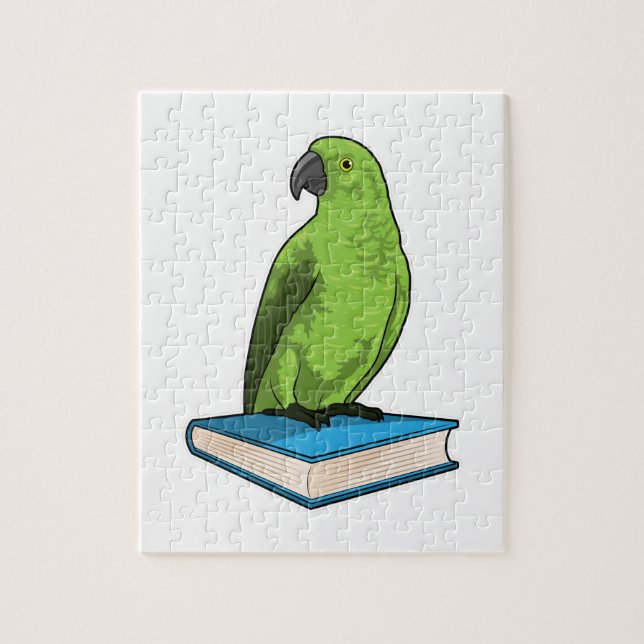 Parrot med Bok Pussel (Vertikal)